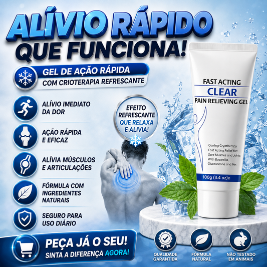 Gel para aliviar a dor com crioterapia refrescante