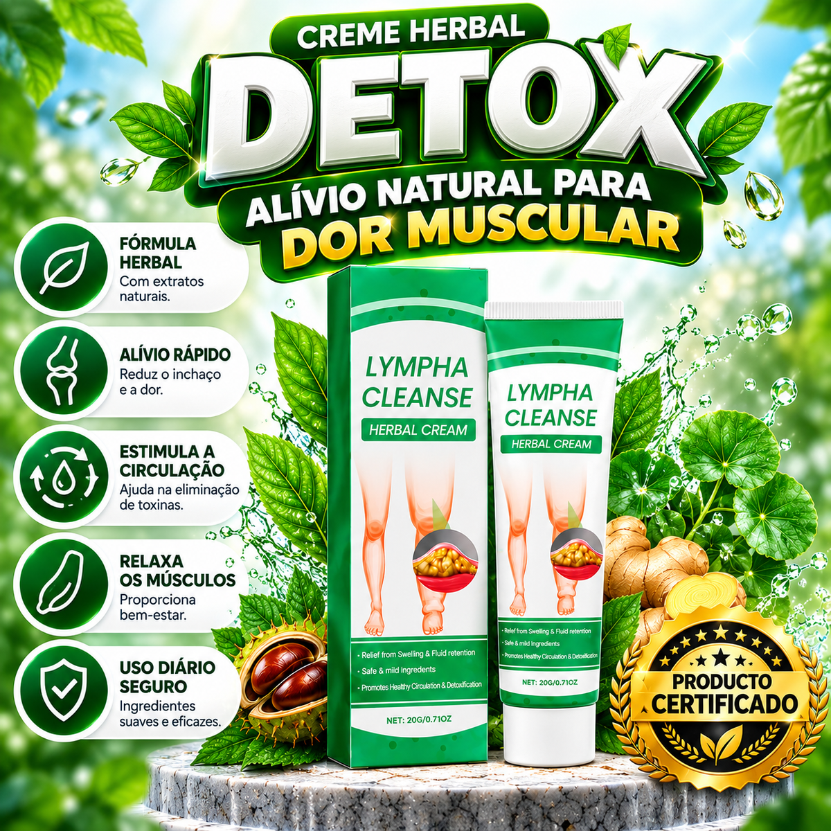 Creme Herbal Detox dor Muscular