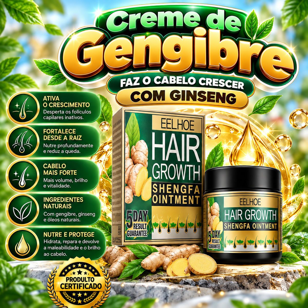 Creme de Gengibre – Crescimento Capilar