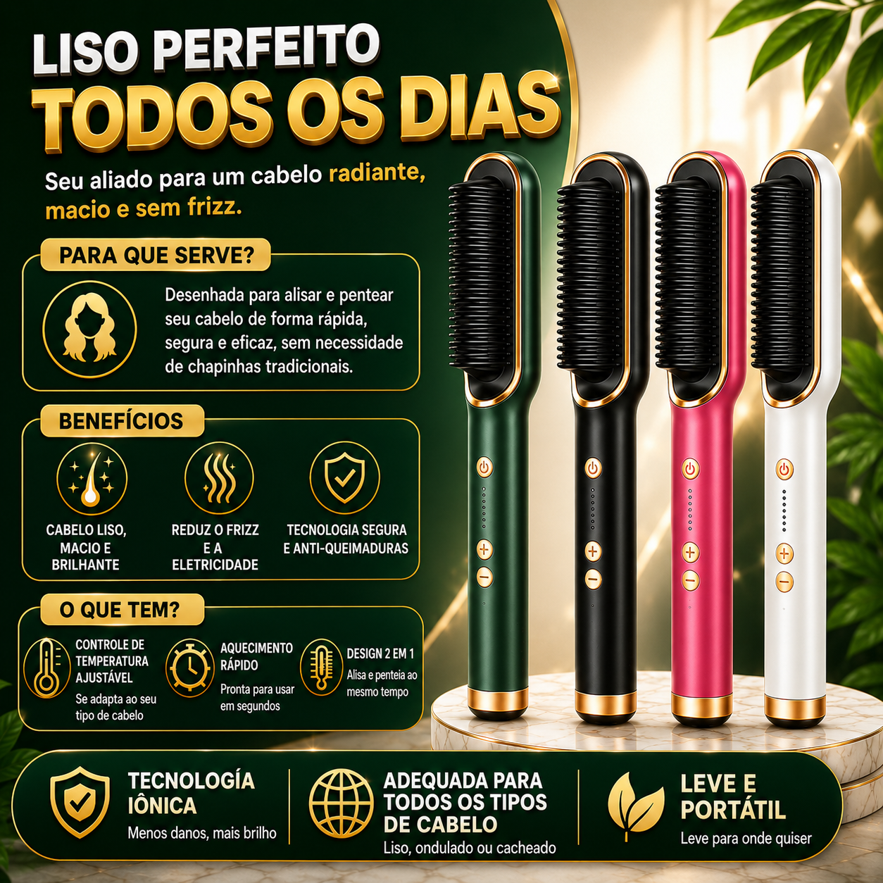 Escova de Alisamento de Cabelo