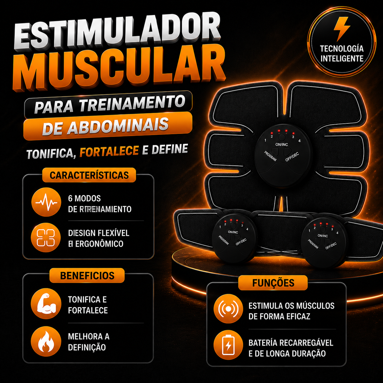 Estimulador muscular para treino abdominal