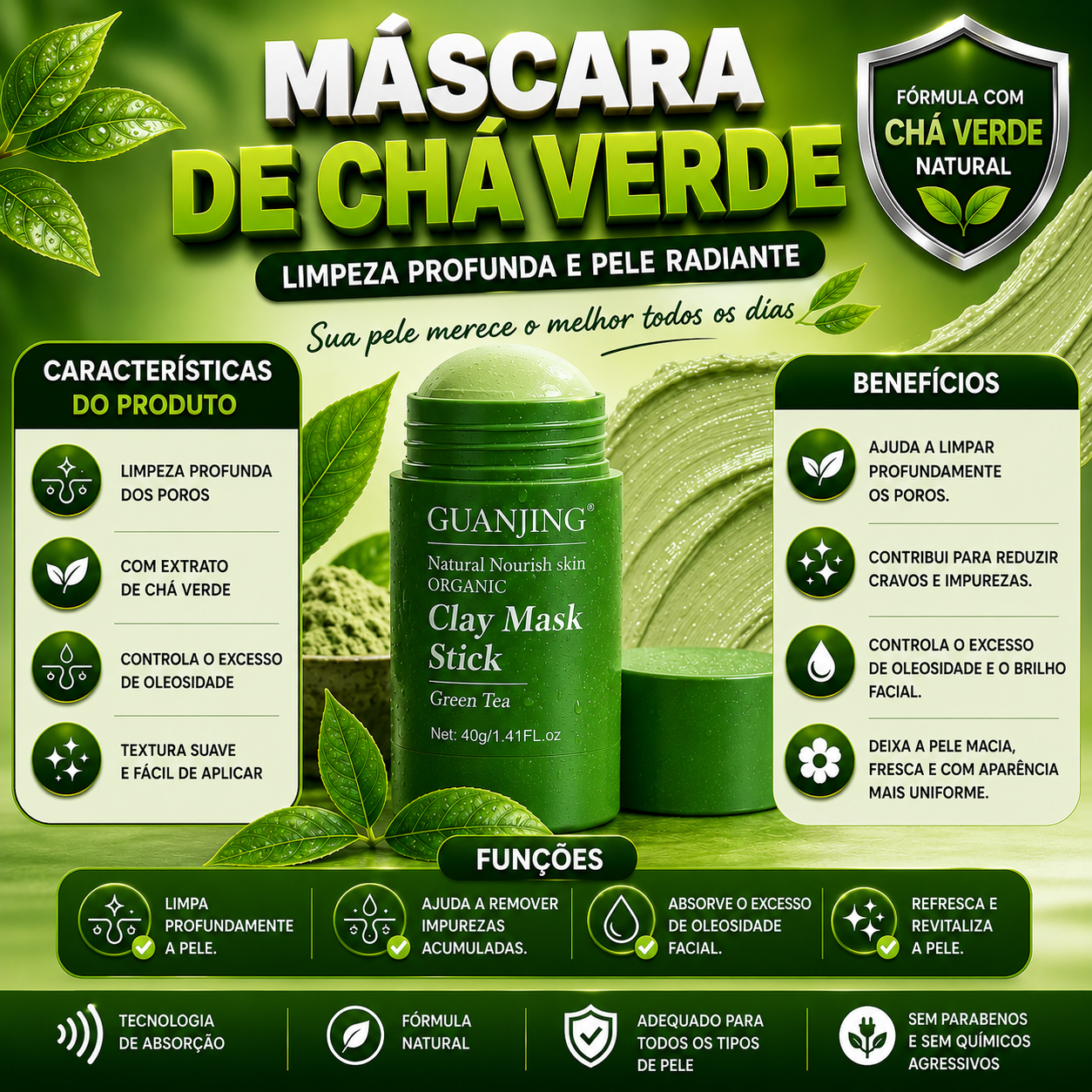 Máscara de Chá Verde