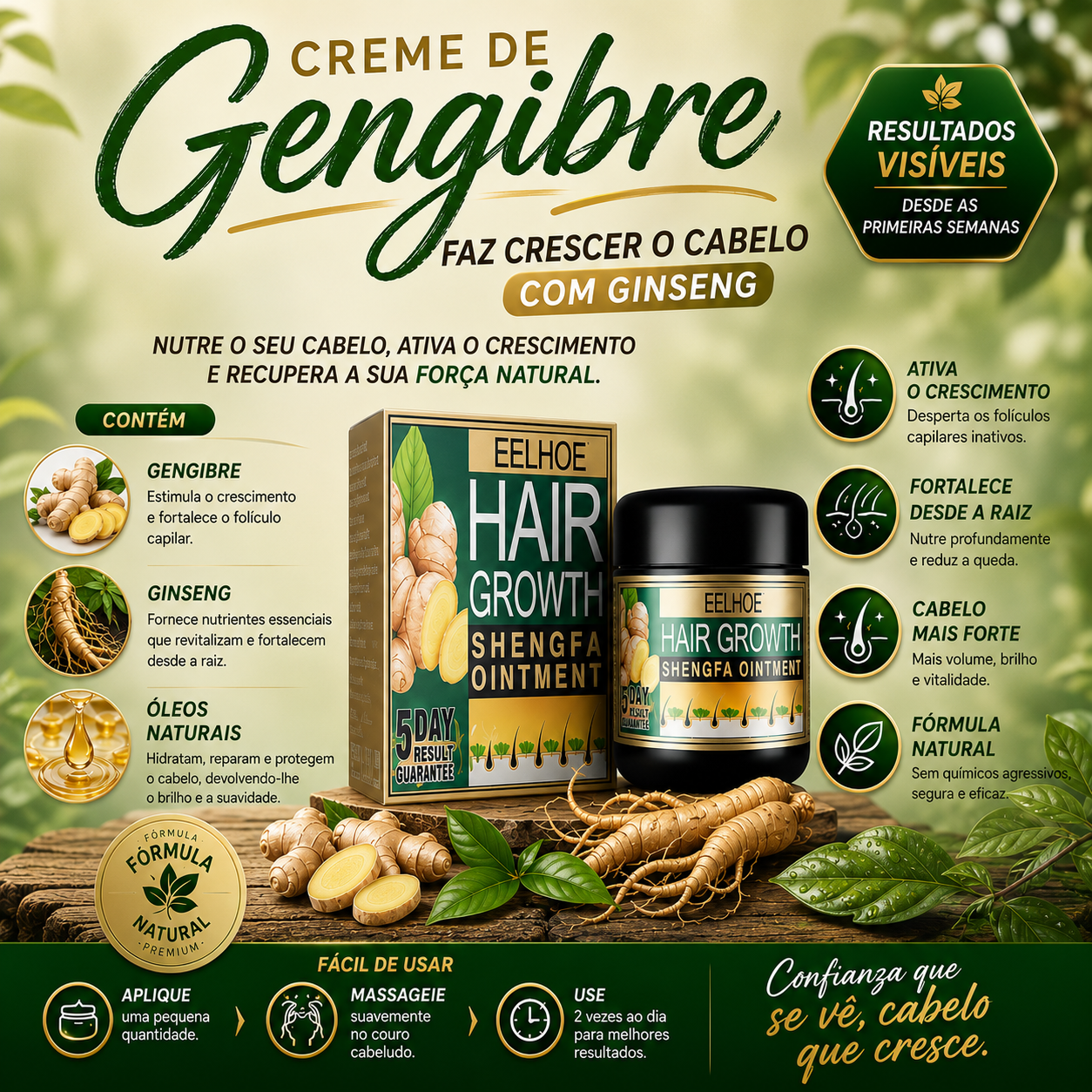 Creme de Gengibre – Crescimento Capilar